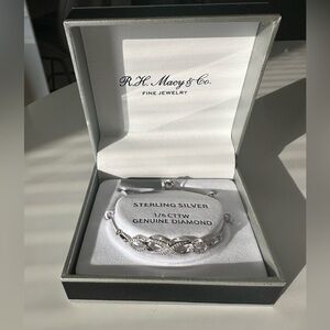 Macy’s Sterling Silver 1/6ctw Diamond Infinity Bolo Bracelet